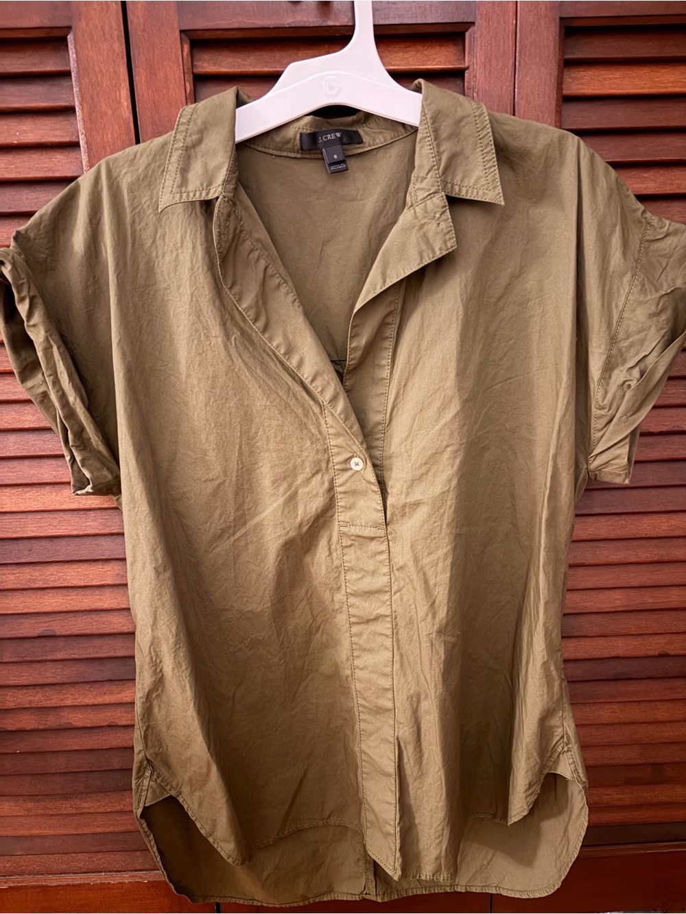 J. Crew Olive Green Short-Sleeve Button Down Shirt